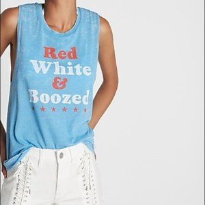 Express | Red White and Boozed Burnout Muscle Tank